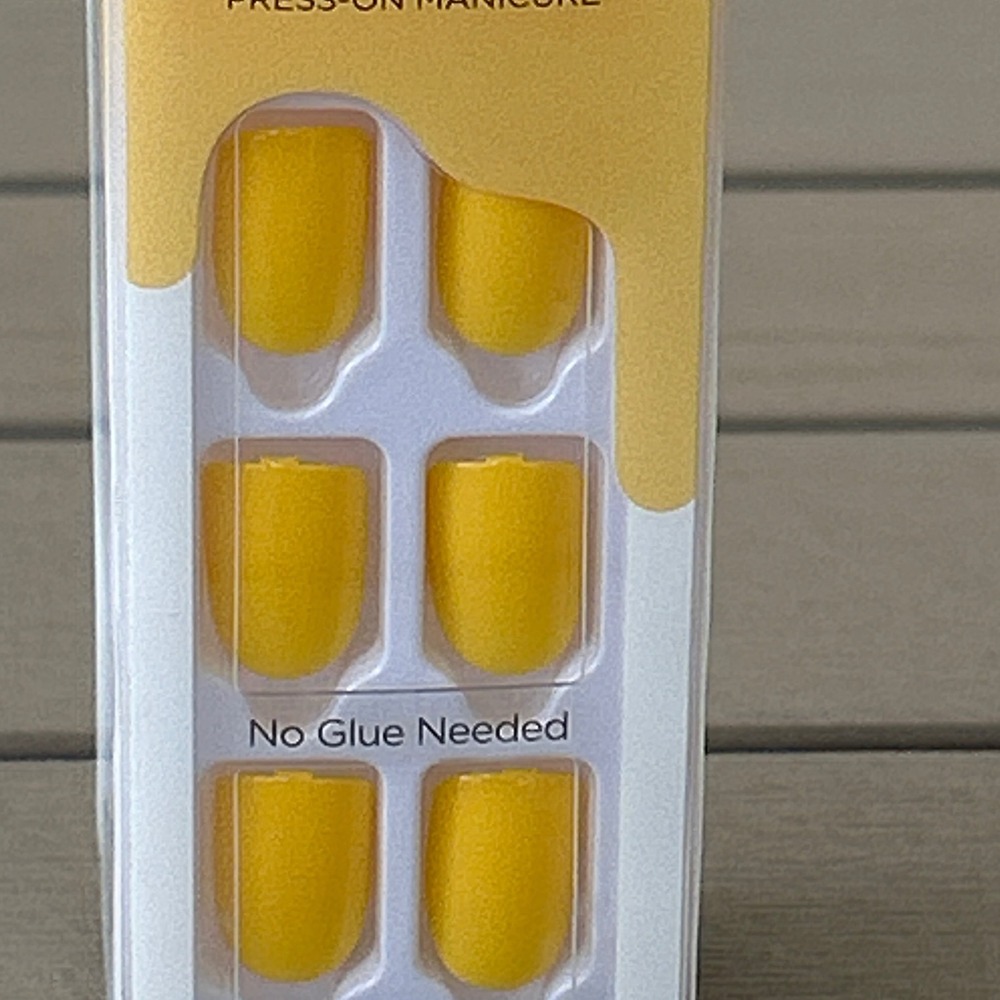 imPRESS Color Yolo 022 Yellow Press On Manicure Short Nails Glue Free New Short